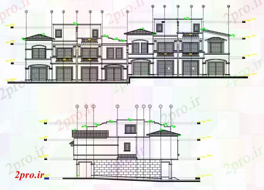 دانلود نقشه معماری معروف طراحی دو بعدی از خانه شهری خودرو قسمت بیرونی 17 در 34 متر (کد99890)