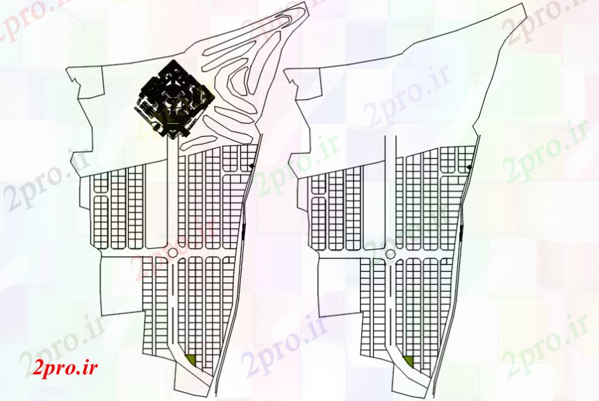دانلود نقشه برنامه ریزی شهری آپارتمان   دو بعدی  جزئیات توطئه  (کد99929)