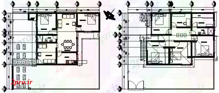 دانلود نقشه مسکونی  ، ویلایی ، آپارتمان  مدل خانه بالای صفحه  مدرن جزئیات (کد99935)