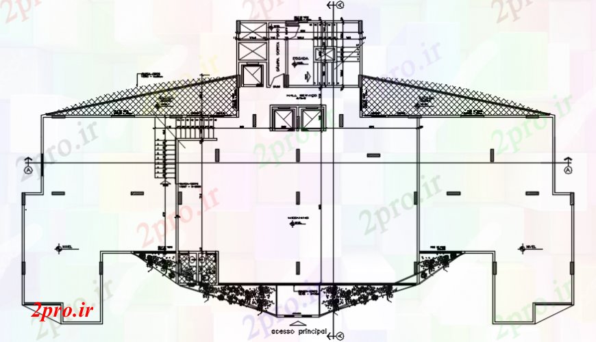 دانلود نقشه ساختمان اداری - تجاری - صنعتی منطقه فاصله طراحی مفهوم 20 در 35 متر (کد99942)