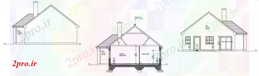 دانلود نقشه مسکونی  ، ویلایی ، آپارتمان  د طراحی  از نما به سمت   خودرو (کد99947)