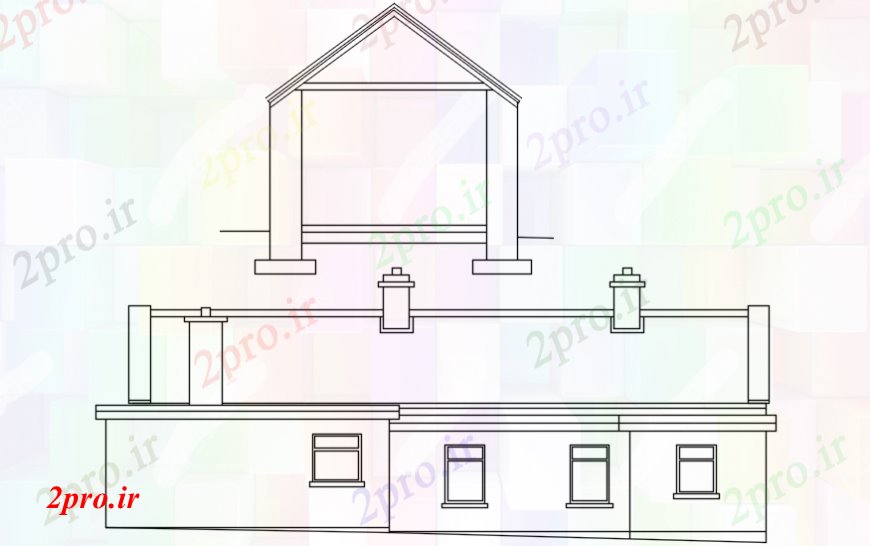 دانلود نقشه مسکونی  ، ویلایی ، آپارتمان  خانه نما اصلی و دروازه جزئیات (کد99955)