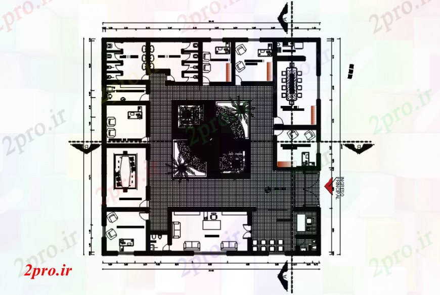 دانلود نقشه ساختمان اداری - تجاری - صنعتی طرحی دفتر شرکت زمین  کف  (کد99996)
